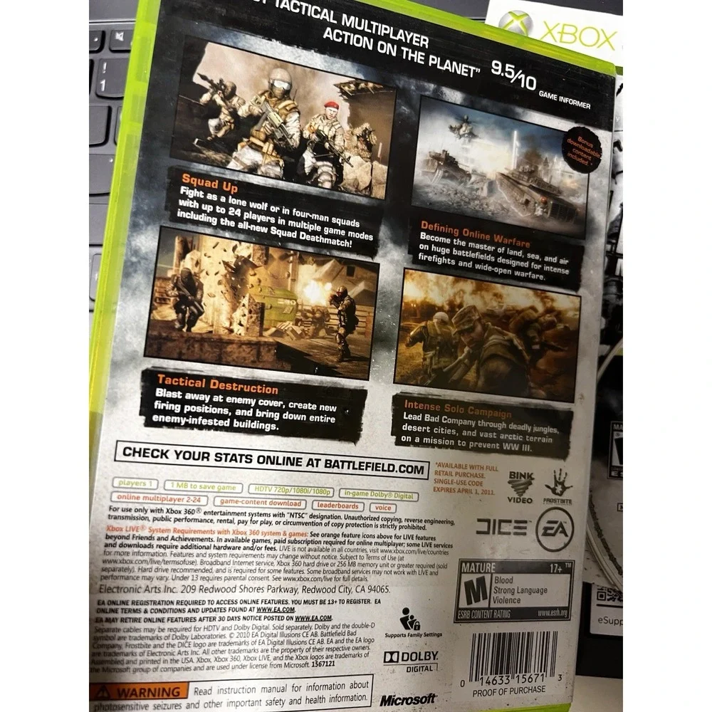 Battlefield Bad Company 2 Microsoft Xbox 360 EA DICE Shooter Video‎ Game